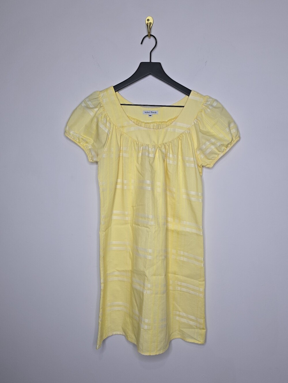 Velvet Torch Yellow Plaid Scoop Neck Dress Size Medium